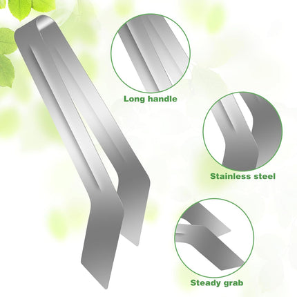2Pcs Seedling Transplant Tongs, Gardening Plants Transplant Tongs Stainless Steel Seedling Remove Transplanting Pliers, Gardening Supplies Plant Seed Starting Tools, Reduce Root Damage (8.7 Inch).