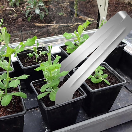 2Pcs Seedling Transplant Tongs, Gardening Plants Transplant Tongs Stainless Steel Seedling Remove Transplanting Pliers, Gardening Supplies Plant Seed Starting Tools, Reduce Root Damage (8.7 Inch).