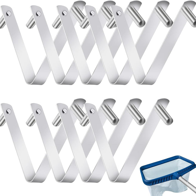 9Pcs Pool Brush Clip V-Shaped Clip, Innovative Pool Hooks for Poles Double Pin Spring Button Clip for Stainless Steel Clips, Applies to Pool Swimming Pools & Accessories Tools Pool Pole Clips.