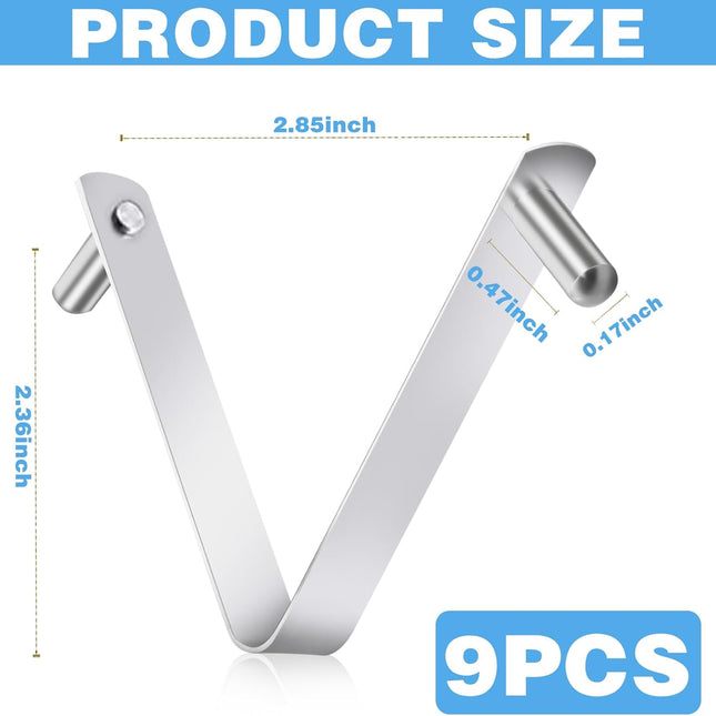 9Pcs Pool Brush Clip V-Shaped Clip, Innovative Pool Hooks for Poles Double Pin Spring Button Clip for Stainless Steel Clips, Applies to Pool Swimming Pools & Accessories Tools Pool Pole Clips.