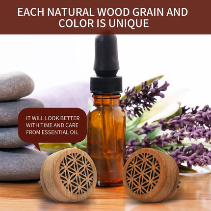 2-in-1 Car Aromatherapy Diffuser & Air Freshener, Portable Mini Wood Diffuser with Lava Stone, Essential Oil Vent Clip, 2 Charming Patterns.