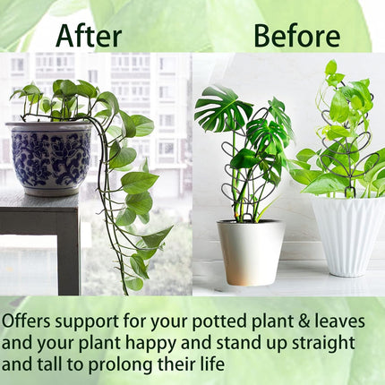 4 Pcs Small Metal Trellis for Potted Plants,Indoor Plants Trellis for Climbing,Leaf Shapes Mini Plant Trellis Support Stake House Plant Trellis for Garden Potted, Hoya, Pothos, Flower, Monstera(Black).