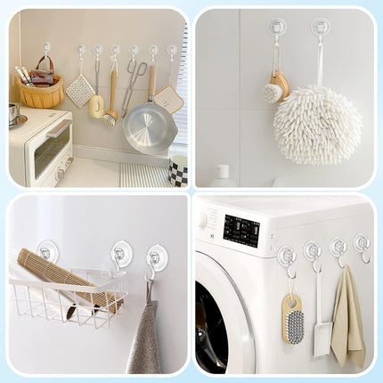 Suction Cup Hooks, Small Shower Suction Hooks with Wipes, Heavy Duty, Removable and Reusable, Clear, 2 Pcs.