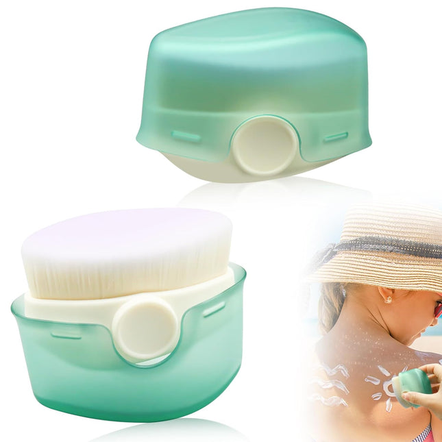 2Pcs Sunscreen Applicator for Kids, Sunscreen Brush Sunblock Applicator for Kids, Sun Lotion Applicator Kids Sunscreen Applicator with Protective Caps, Sun Cream Brush for Outdoor Travel (Green).