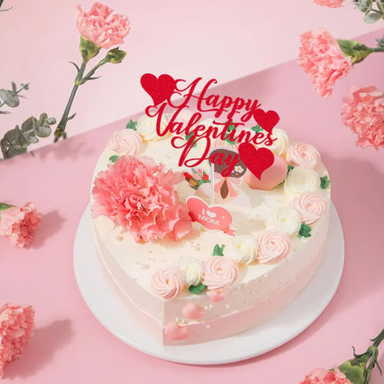 24Pcs Valentine's Day Happy Birthday Cake Sign Decoration, Heart Themed Cake Topper for Home Party Anniversary Supplies.