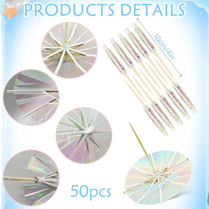 50Pcs Drink Umbrellas Cocktail Picks, Umbrella Drinks Sticks Wood Toothpicks Cocktail Umbrellas for Drinks Cupcake Appetizers, Umbrella Sticks Drink Toppers Party Decoration Supplies(Fluorescent).
