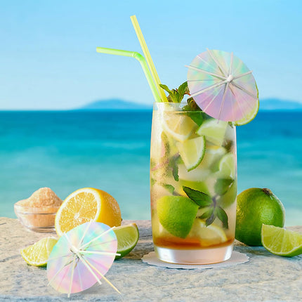 50Pcs Drink Umbrellas Cocktail Picks, Umbrella Drinks Sticks Wood Toothpicks Cocktail Umbrellas for Drinks Cupcake Appetizers, Umbrella Sticks Drink Toppers Party Decoration Supplies(Fluorescent).