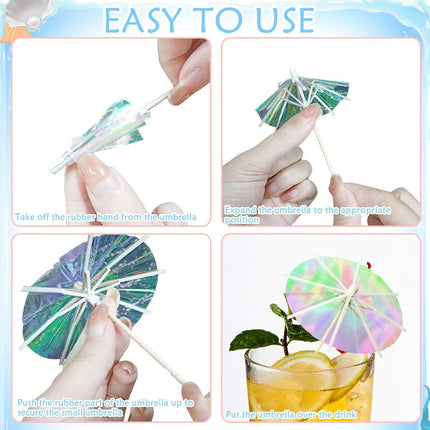 50Pcs Drink Umbrellas Cocktail Picks, Umbrella Drinks Sticks Wood Toothpicks Cocktail Umbrellas for Drinks Cupcake Appetizers, Umbrella Sticks Drink Toppers Party Decoration Supplies(Fluorescent).