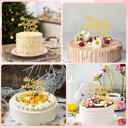 10Pcs Happy Mothers Day Cake Topper Mothers Day Decorations, Acrylic Happy Mothers Day Topper Cupcake Cake Topper, Gold Glitter Cake Sticks Cake Decorations for Mother's Day Party Suppliers.