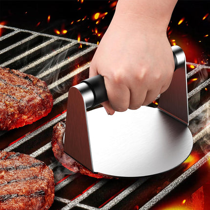 Smash Burger Press, Hamburger Smasher Tool for Griddle, Stainless Steel Ham Patty Press with Anti-Scald Handle, 5.5" Non Stick Grill Press for Smashburger, Bacon, Ground Beef, Meat, Sausage.