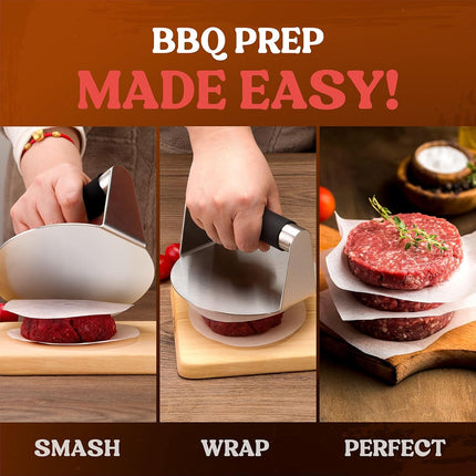 Smash Burger Press, Hamburger Smasher Tool for Griddle, Stainless Steel Ham Patty Press with Anti-Scald Handle, 5.5" Non Stick Grill Press for Smashburger, Bacon, Ground Beef, Meat, Sausage.