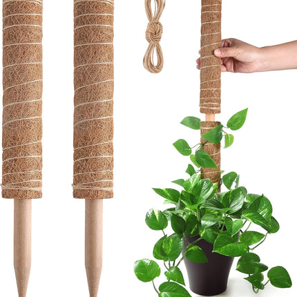 Moss Pole for Plants Monstera, Extendable Plant Sticks Support, Plant Stakes for Indoor Potted Plant, 15.7'' Coco Coir Pole Plant Trellis for Sphagnum, Pothos and Other Climbing Plants(2 PCS).