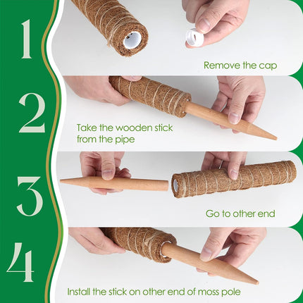 Moss Pole for Plants Monstera, Extendable Plant Sticks Support, Plant Stakes for Indoor Potted Plant, 15.7'' Coco Coir Pole Plant Trellis for Sphagnum, Pothos and Other Climbing Plants(2 PCS).
