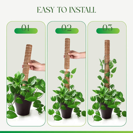 Moss Pole for Plants Monstera, Extendable Plant Sticks Support, Plant Stakes for Indoor Potted Plant, 15.7'' Coco Coir Pole Plant Trellis for Sphagnum, Pothos and Other Climbing Plants(2 PCS).