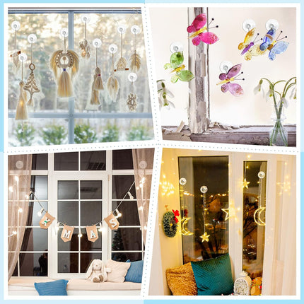 Suction Cup Hooks, 1.77 Inch Small Window Suction Cups with Metal Hooks, Removable and Reusable, Clear, 12 Pcs.