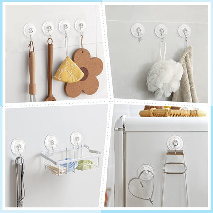 Suction Cup Hooks, 1.77 Inch Small Window Suction Cups with Metal Hooks, Removable and Reusable, Clear, 12 Pcs.