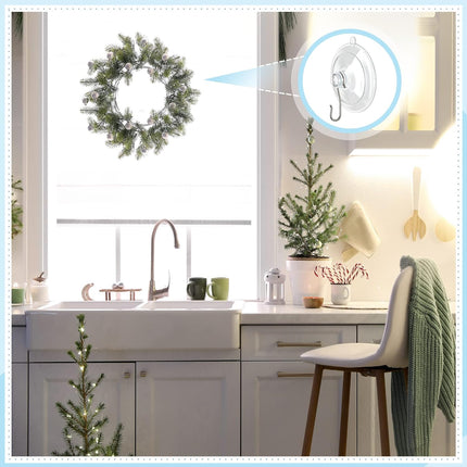 Suction Cup Hooks, 1.77 Inch Small Window Suction Cups with Metal Hooks, Removable and Reusable, Clear, 12 Pcs.