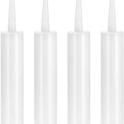 Empty Caulking Sealant Tubes - 11 Oz Capacity Each, 4 Pack Reusable Plastic, for Standard Caulking Guns.