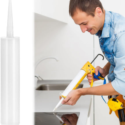 Empty Caulking Sealant Tubes - 11 Oz Capacity Each, 4 Pack Reusable Plastic, for Standard Caulking Guns.