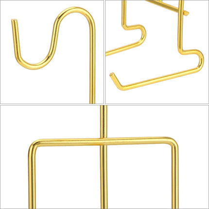 6 Pack Gold Tea Cup and Saucer Display Stand Holder Rack for China Coffee Mugs Organizer – Teacup Easel for Kitchen, Dining Room, and Curio Cabinet Displays.