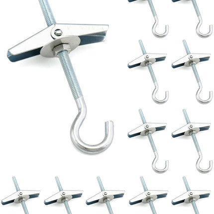Ceiling Hooks, 12 Packs 3-9/16" Spring Toggle Wing Bolts Wall Fixing Heavy Duty Pothook for Hanging Plants, Swag Hooks Plant Hooks Toggle Hooks.