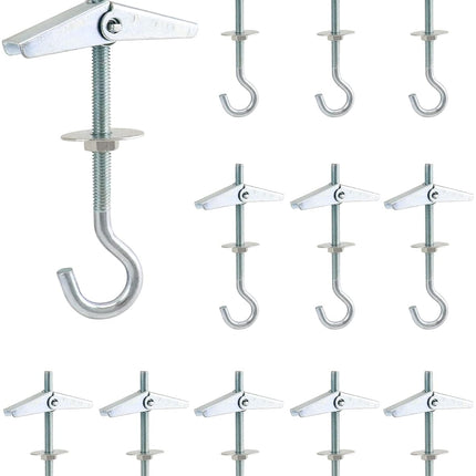 Ceiling Hooks, 12 Packs 3-9/16" Spring Toggle Wing Bolts Wall Fixing Heavy Duty Pothook for Hanging Plants, Swag Hooks Plant Hooks Toggle Hooks.