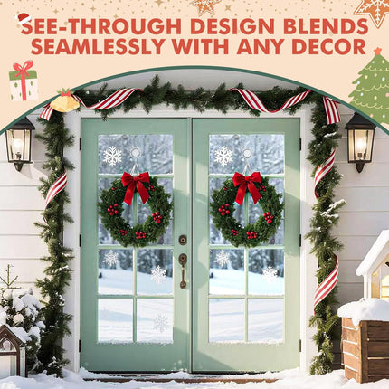 Wreath Hanger, Large Twist Lock Suction Cup Wreath Hooks, Heavy Duty, 22 LB Capacity, Removable and Reusable, Round, Clear, 2 Pcs.