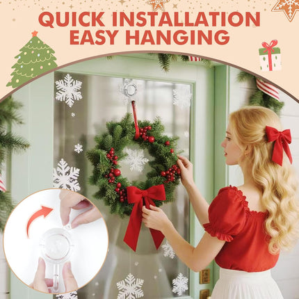 Wreath Hanger, Large Twist Lock Suction Cup Wreath Hooks, Heavy Duty, 22 LB Capacity, Removable and Reusable, Round, Clear, 2 Pcs.