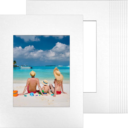 12x16 Picture Mats Cut for 8x10 Photo, 10 Pack White Double Mat Picture Matboard - Pre-Cut Mat Board Show, Bevel Cut Matte to Display Art Family Photos, Show Kits, Art, Picture Framing,.
