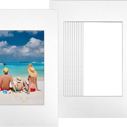 12x16 Picture Mats Cut for 8x10 Photo, 10 Pack White Double Mat Picture Matboard - Pre-Cut Mat Board Show, Bevel Cut Matte to Display Art Family Photos, Show Kits, Art, Picture Framing,.