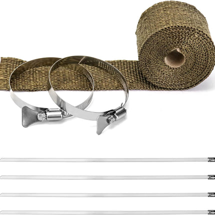 Fireproof Pipe Wrap, Pipe Insulation Webbing Anti-Scald Chimney Ribbon Furnace Flue Protector with 2 Clips.