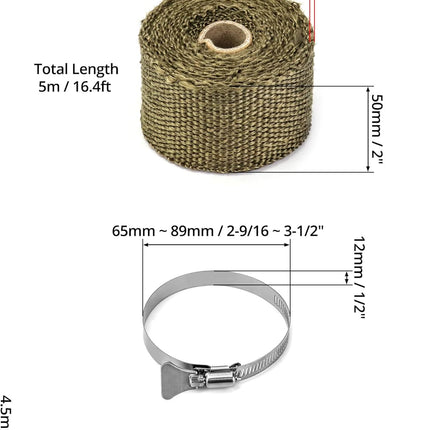 Fireproof Pipe Wrap, Pipe Insulation Webbing Anti-Scald Chimney Ribbon Furnace Flue Protector with 2 Clips.