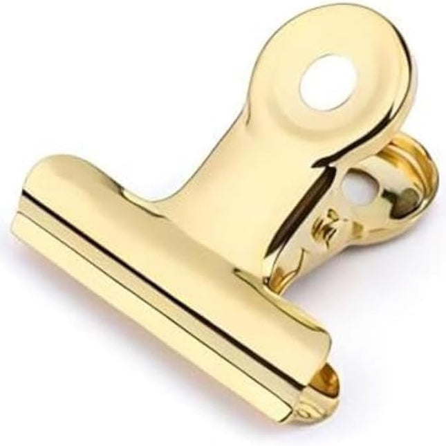 Small Gold Bull Hinge Clips, 30 Pcs Tiny Metal Binder Paper Clips for Tags Bags, Pictures Photos, Wire Grid Wall Decor, Office and Home Kitchen (Light Gold, 22mm).