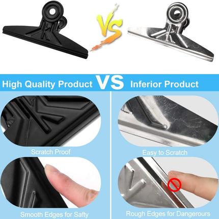 Extra Large Bulldog Clips - 2 PCS 20cm Long Jumbo XL Bull Binder Paper Clip Clamps for Office (Black, 7 7/8 Inch).