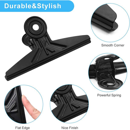 Extra Large Bulldog Clips - 2 PCS 20cm Long Jumbo XL Bull Binder Paper Clip Clamps for Office (Black, 7 7/8 Inch).