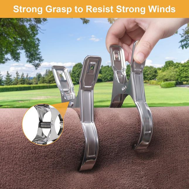 Metal Pool Cover Clips - 10 Pcs Large Beach Towel Chair Clips 5.5 Inch Stainless Steel Clothes Pins Quilt Clamps Windproof for Sunbed Lounge Cruise (14cm).
