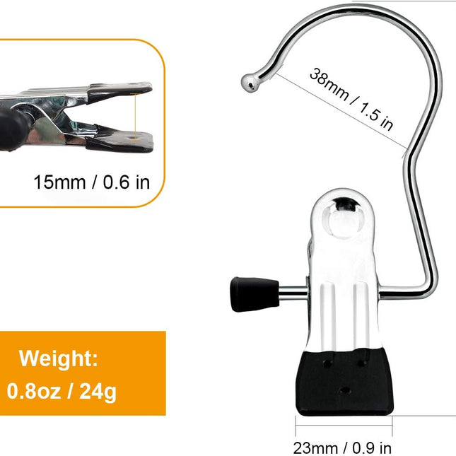 Boot Hanging Clips Hooks - 8 Pcs Boot Hangers Laundry Clips Stainless Steel Clothes Pins for Drying Sock (Black).