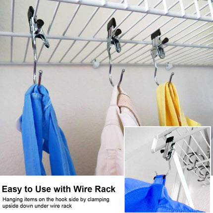 Boot Hanging Clips Hooks - 8 Pcs Boot Hangers Laundry Clips Stainless Steel Clothes Pins for Drying Sock (Black).