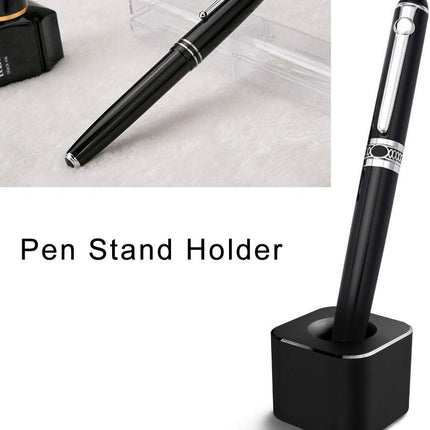 Single Pen Stand Holder, Black Metal Pen Base Stand for Desk Fountain Pen, Toothbrush Brush, Students and Office.