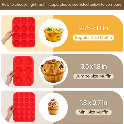 12 Cups Silicone Muffin Pan - Nonstick Cupcake Pan 1 Pack Regular Size Silicone Mold for Baking.