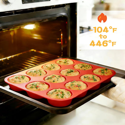 12 Cups Silicone Muffin Pan - Nonstick Cupcake Pan 1 Pack Regular Size Silicone Mold for Baking.