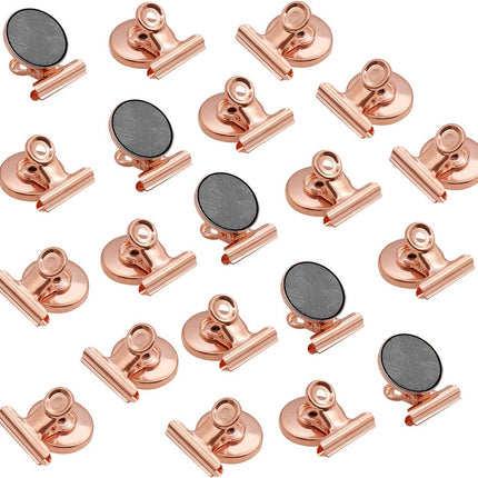 Fridge Magnetic Clips Round - 20 Pack Strong Metal Refrigerator Magnet Clip 30mm Wide Scratch-Free for Whiteboard School Teaching Office Kitchen Use (Rose Gold).