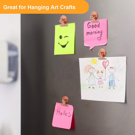 Fridge Magnetic Clips Round - 20 Pack Strong Metal Refrigerator Magnet Clip 30mm Wide Scratch-Free for Whiteboard School Teaching Office Kitchen Use (Rose Gold).