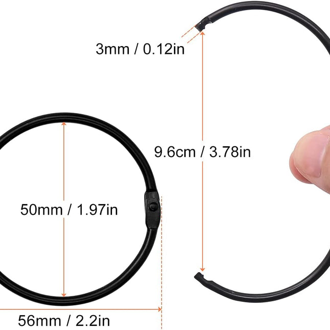 Loose Leaf Binder Book Rings -  36 Pcs 2 Inch Large Metal O Ring Binding Rings for Index Card, School Notecards, Office (Black).