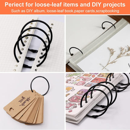Loose Leaf Binder Book Rings -  36 Pcs 2 Inch Large Metal O Ring Binding Rings for Index Card, School Notecards, Office (Black).