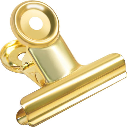 Gold Bull Hinge Paper Clips -  10 Pack 2 Inch Stainless Steel Large Metal Binder Clips for Pictures Photos, Home Kitchen, Office Supplies (50 mm).