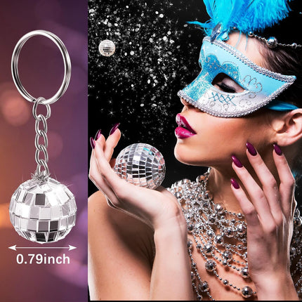 12 Pieces Mini Mirror Disco Ball Keychains Bulk Silver Disco Ball 70s 80s 90s Keychains Accessories Party Favors for Halloween Christmas Thanksgiving Party Supplies Decorations.