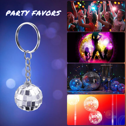 12 Pieces Mini Mirror Disco Ball Keychains Bulk Silver Disco Ball 70s 80s 90s Keychains Accessories Party Favors for Halloween Christmas Thanksgiving Party Supplies Decorations.