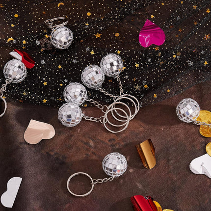 12 Pieces Mini Mirror Disco Ball Keychains Bulk Silver Disco Ball 70s 80s 90s Keychains Accessories Party Favors for Halloween Christmas Thanksgiving Party Supplies Decorations.