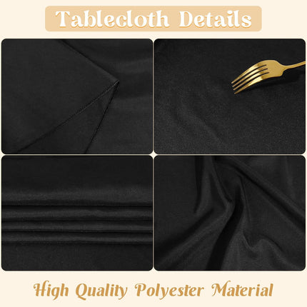 2 Pack 60 x 102 Inch Black Rectangle Tablecloth for 6 Foot Table Washable Reusable Outdoor Polyester Fabric Decorative Table Cover for Dining, Buffet, Camping, Baby Shower, Party.